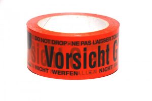 RHEITA Signalband "Vorsicht Glas" 50 mm x 66 m, rot, 40 my