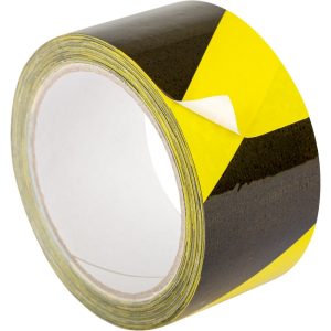 RHEITA Warnband schraffiert, Farbe: gelb/schwarz, 66 m x 50 mm, selbstklebend
