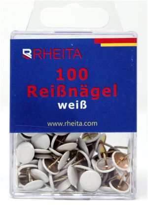 RHEITA Reissnägel, weiß, 100 Stück in Klarsichtbox