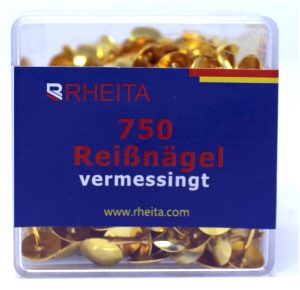 RHEITA Reissnägel, messing, 750 Stück in Klarsichtbox
