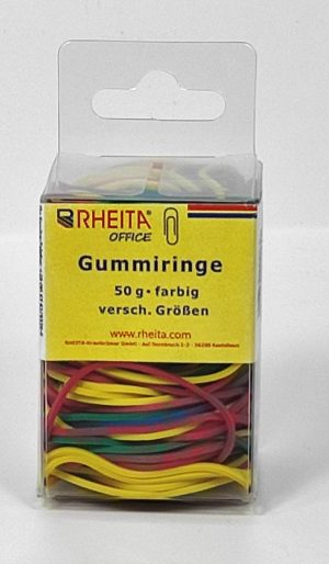 RHEITA Gummiringe, farblich sortiert, 50g in Klarsichtbox