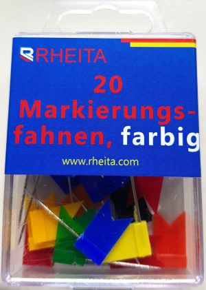 RHEITA Markierungsfahnen, farblich sortiert, 20 Stück in Klarsichtbox mit Eurolochung