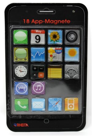 RHEITA Magnete im App-Motiv, verschiedene Motive, 18 Stück auf Blisterkarte