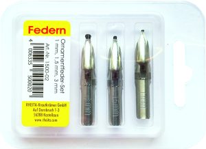 RHEITA Federnset 1 mm 1.5mm 3mm, veschiedene Ornamentfedern, 3 Stück in Klarsichtbox