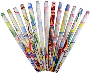 RHEITA Federhalter für eine Feder, Buche, marmoriert, verschiedene Farben, 13 cm lang