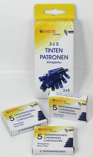 RHEITA 3x 5er Pack Standard-Tintenpatronen, königsblau, lösch- und auswaschbar, frei von eingestuften Stoffen