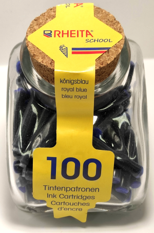 RHEITA Tintenpatronen 100 Stück im Schräghalsglas, köningsblau