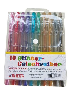 RHEITA Glitter-Gelschreiber, schnelltrocknend, 10 Stück im Kunststoff-Etui