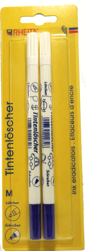 RHEITA 2 Stück Tintenlöscher, Strichstärke M (mittel), zwei Spitzen - löschen und korrigieren, auf Blisterkarte
