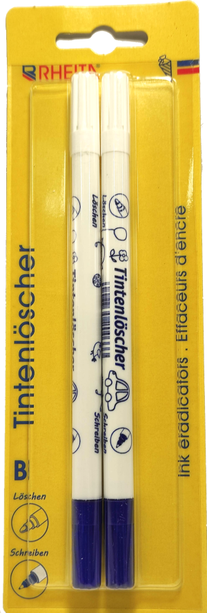 RHEITA 2 Stück Tintenlöscher, Strichstärke B (breit), zwei Spitzen - löschen und korrigieren, auf Blisterkarte