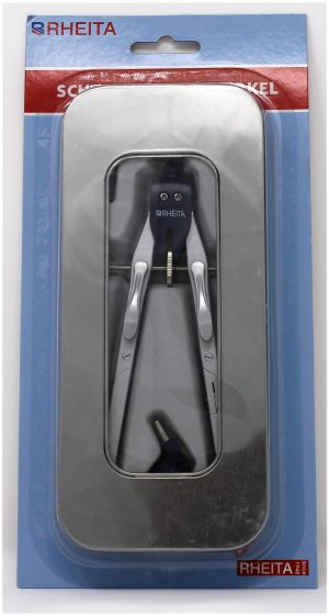 RHEITA Schnellverstellzirkel mit 2 Kniegelenken, blau/silber, Ersatzmine und Adapter