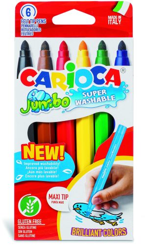 CARIOCA Jumbo Fasermaler 6 Stück,6mm Spitze, Glutenfrei