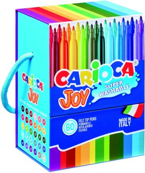 CARIOCA Joy Fasermaler 60 Stück in Box mit Griff, 2,8mm Spitze