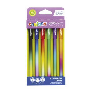 CARIOCA Easy radierbarer Tintenroller nicht nachfüllbar, 6er Blister verschiedene Schreibfarben, 0,7mm Spitze