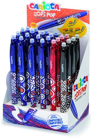 CARIOCA Oops Pop radierbarer Tintenroller, 24 Stück im Display, 0,7mm Spitze