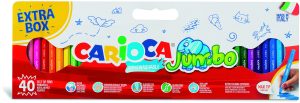 CARIOCA Jumbo Fasermaler, 40 Stück, 6mm Spitze, enthält 7 Tokens zum bemalen