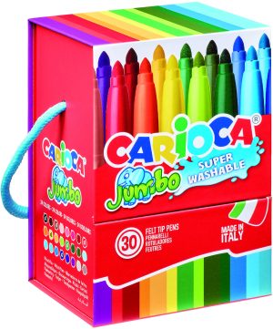CARIOCA Jumbo Fasermaler, 30 Stück in Box mit Griff, 6mm Spitze