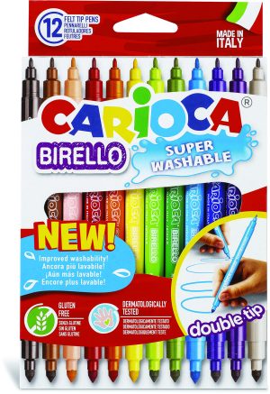 CARIOCA Birello 2-Spitz Fasermaler, 12 Stück 4,7mm und 2,8mm Spitze