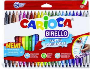 CARIOCA Birello 2-Spitz Fasermaler, 24 Stück 4,7 mm und 2,6 mm Spitze
