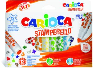 CARIOCA Stemperello Fasermaler 12 Stück, 7mm Spitze und Stempel in gleicher Farbe