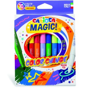 CARIOCA Magic Erasable Fasermaler, 9 Farben + 1 Magic Pen, Farben durch Magic Pen veränderbar, 6 mm Mine