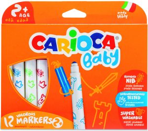 CARIOCA Baby  Fasermaler, 12 Stück ab 24 Monate, Glutenfrei, dermatologisch getestet