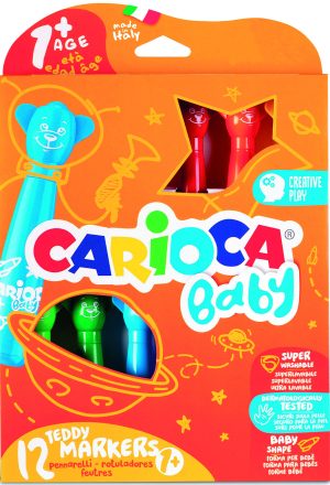 CARIOCA Baby Teddy Fasermaler, 12 Stück ab 12 Monate, dermatologisch getestet, auswaschbar