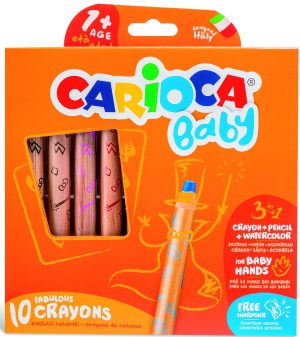 CARIOCA Baby 3in1 Wachsmaler, 10 Stück ab 12 Monate, inkl, Spitzer