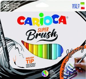 CARIOCA Super Brush Fasermaler 20 Stück mit feiner Pinsel-Spitze