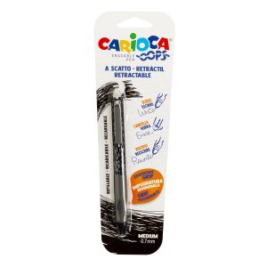 CARIOCA Oops Klick radierbarer Tintenroller, 1 Blister schwarz, 0,7mm Spitze
