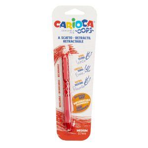 CARIOCA Oops Klick radierbarer Tintenroller, 1 Blister rot, 0,7mm Spitze