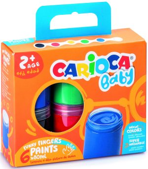 CARIOCA Baby Fingermalfarben 6 x 80ml, auswachbar und ungiftig, ab 24 Monate