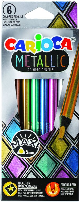 CARIOCA Metallic Buntstifte, 12 Farben, spezielle für schwarze Untergründe