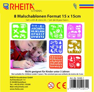 RHEITA Malschablonen-Set, 8 verschiedene Themen und Farben pro Pack, ideal für Kinder zum Lernen