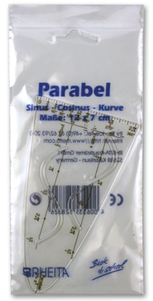 RHEITA Parabellineal, transparent, mit 3 getrennten Kurven, Sinus- Cosinus u. Tangens