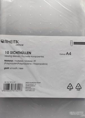 RHEITA PP-Sichthülle DIN A4, glatt, 140 µ, 10 Stück in Polybeutel, MADE IN GERMANY