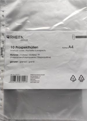 RHEITA PP-Prospekthülle DIN A4, genarbt, 50 µ, 10 Stück im Polybeutel, MADE IN GERMANY