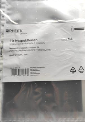 RHEITA PP-Prospekthülle DIN A4, glatt, 50 µ, 10 Stück im Polybeutel, MADE IN GERMANY