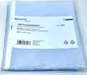 RHEITA PP-Prospekthülle DIN A4, glatt, 35 µ, 100 Stück im Polybeutel, MADE IN GERMANY