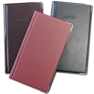 RHEITA Visitenkartenbuch für 123 Visitenkarten mit 2 Messingecken, farblich sortiert