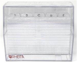RHEITA Karteikasten DIN A6, mit Register A-Z und 100 Karteikarten, Füllmenge 200 Karten