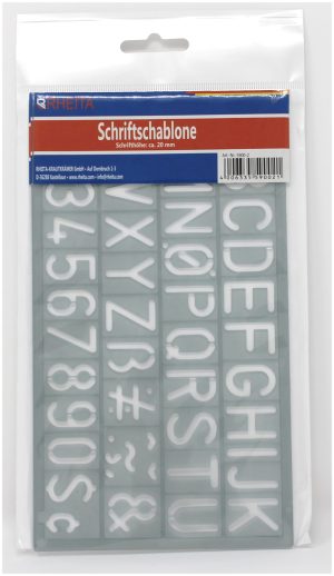 RHEITA Schriftschablone, transparent, 20 mm Schrifthöhe, A-Z, 0-9