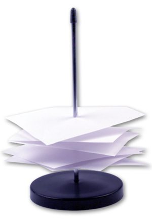 RHEITA Zettelspieß aus Metall, schwarz lackiert, Höhe 13,7 cm, auf Blisterkarte