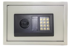 RHEITA Minisafe / Tresor elektronisch, grau, inkl. Befestigungsmaterial und Batterien