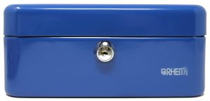 RHEITA Geldkassette aus Metall mit Kunststoffeinsatz, blau