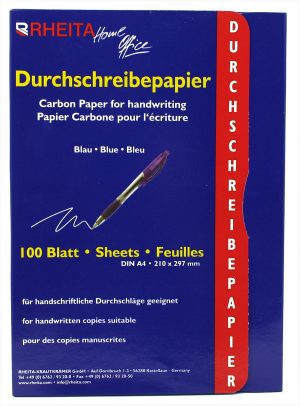 RHEITA Durchschreibepapier in der 100 Blatt Mappe, A4, blau, ideal für Kopien von Dokumenten, Pauspapier für Zeichnungen