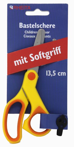 RHEITA Kinderbastelschere, farbigem Softgriff, 13.5 cm, runde Ausführung