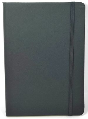 RHEITA Notizbuch DIN A5 mit Leseband, schwarz, 96 Seiten kariertes chamois Papier, 70g/m², FSC