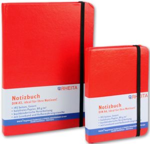 RHEITA Notizbuch mit Leseband, Gummizugverschluss, Aufbewahrungstasche, A5, liniert, 96 Blatt, 80g/m²
