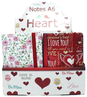 RHEITA Kladde "Heart/Flower", A6, DOTS , 100 Blatt, 70 g/m², 4 verschiedene Motive, 16 Stück im Display